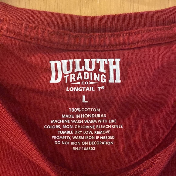 Duluth Company Men’s Logo Long Sleeve Tee T-Shirt Cotton Red Orange Large - Picture 4 of 8